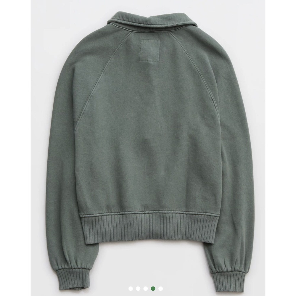 Aerie Quarter Snap Sweatshirt Womens L Royal Palm Oversized Back To Campus - Picture 3 of 11